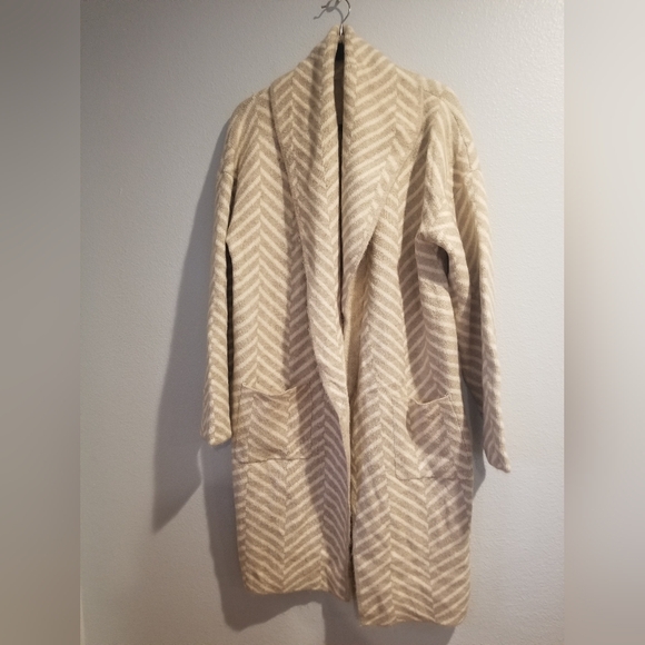 Women's Coatigan - A New Day Taupe/Cream Herringbone - Picture 3 of 6